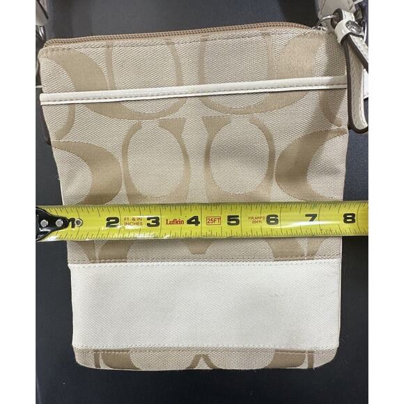 COACH‎ SWING PACK SIGNATURE STRIPE CROSSBODY WHITE KHAKI - Picture 12 of 12